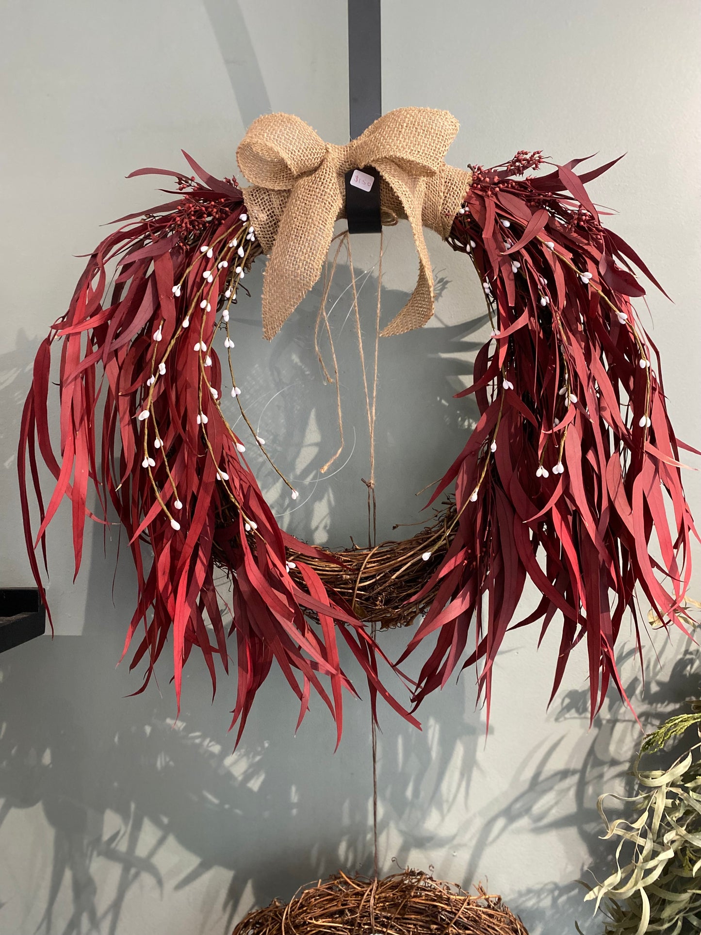 Red Eucalyptus Dried Wreath (Christmas)