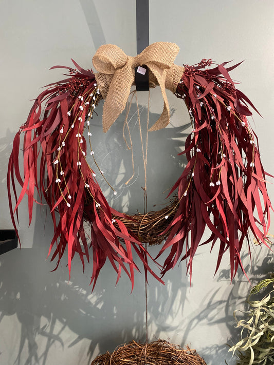 Red Eucalyptus Dried Wreath (Christmas)