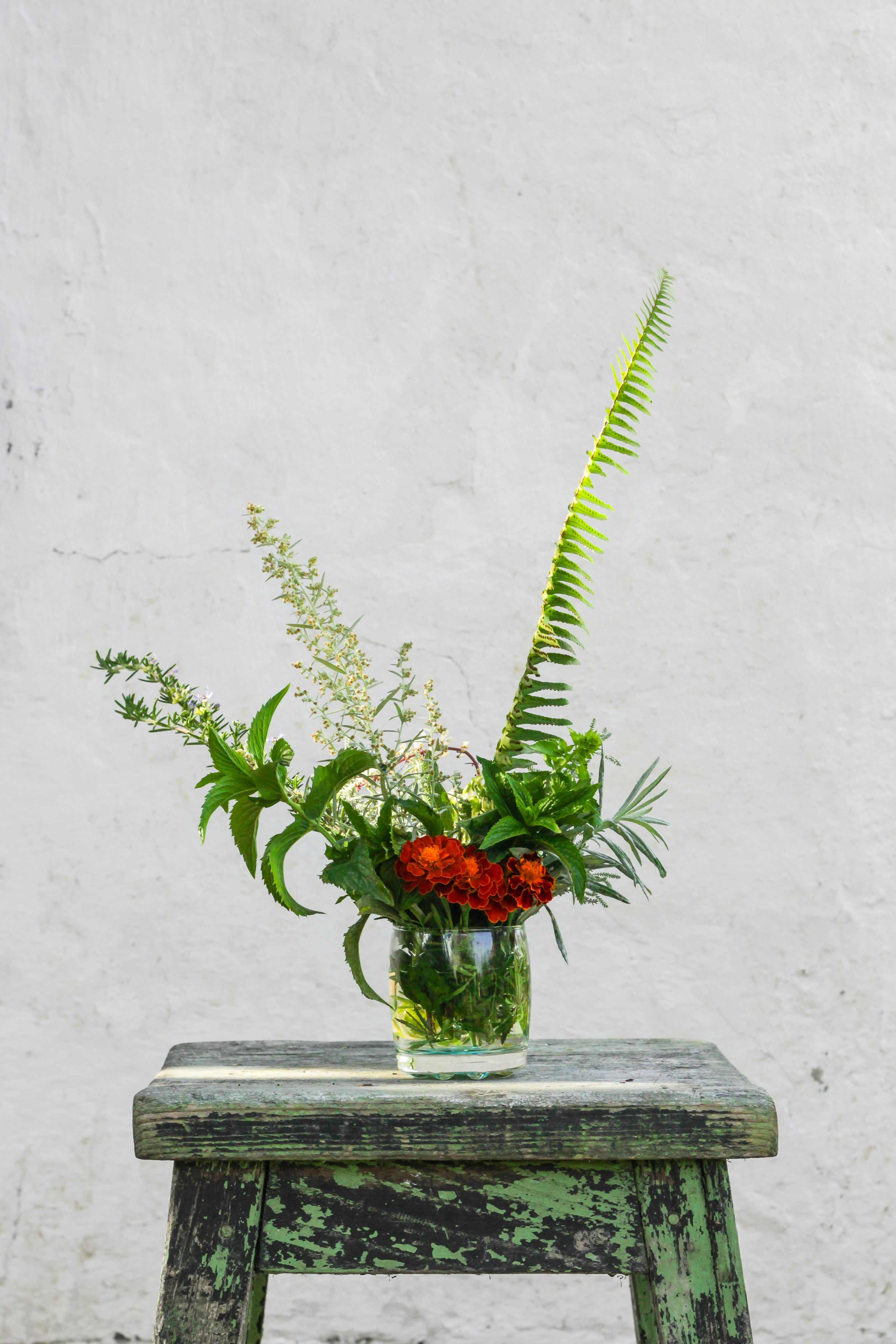 Fresh flowers in a glass vase