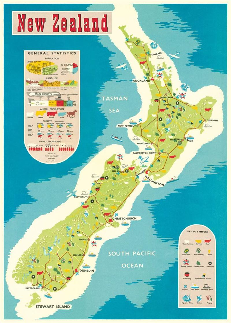 Cavallini Statistics Of NZ  Poster Wrap